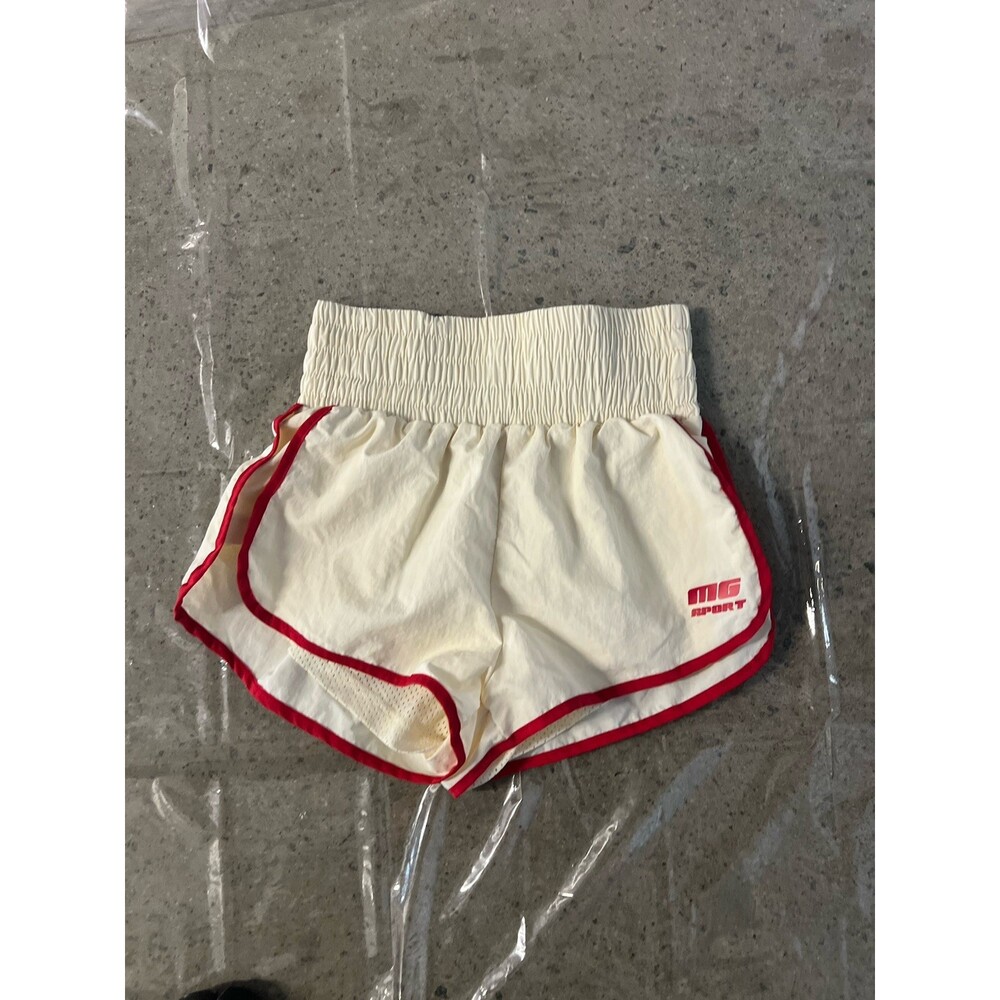 MISSGUIDED Vintage Style High Waist Run Shorts Red White 70s 80s Nylon Sporty